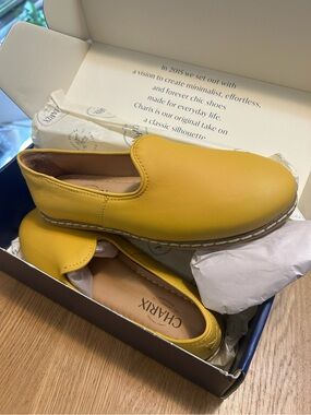 Charix Yellow Leather slip on shoes